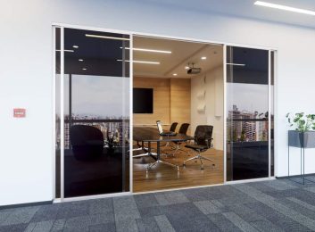 Sliding doors smoked glass for a conference room in New Jersey