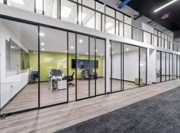 Sliding doors clear glass for a conference room