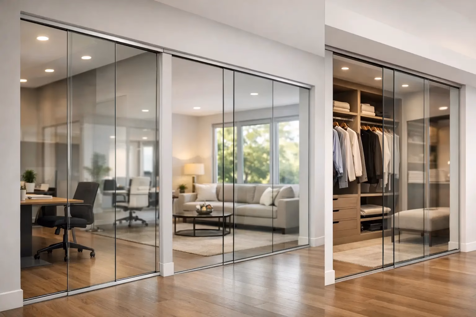 Frameless Interior Sliding Glass Doors