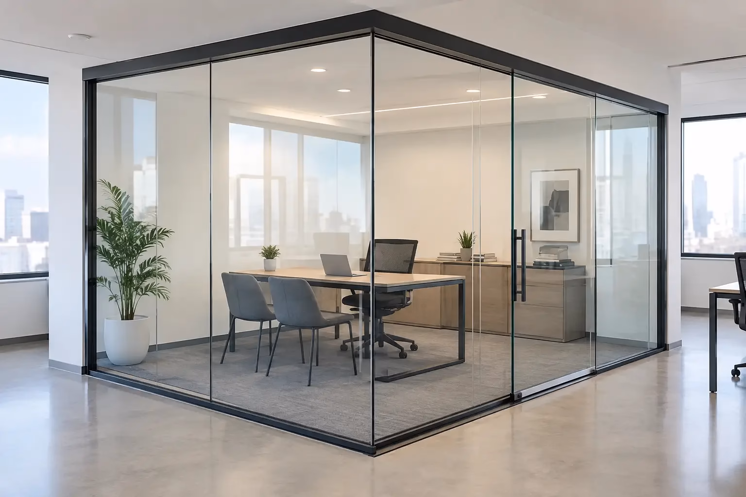 L Shaped Glass Cubicle for Flexible Offices